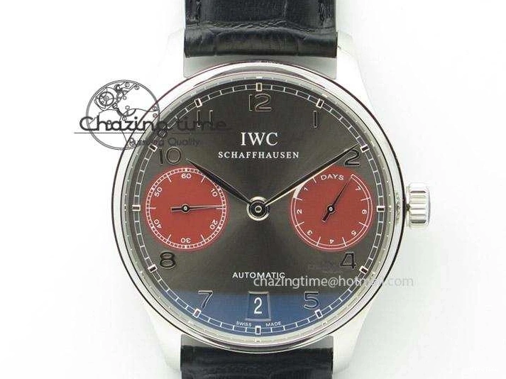 MIROTIME 0209 Portuguese Real PR IW500126 ZF 1:1 Best Edition Grey Red Dial On Black Leather Strap A52010 V Resilient 7333